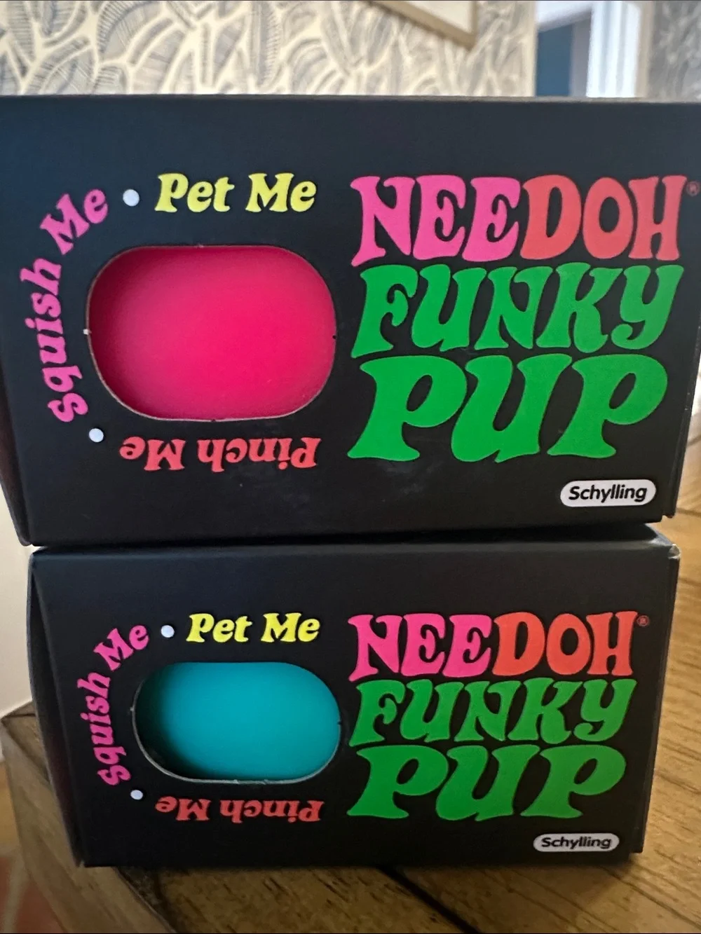 Schylling NeeDoh Funky Pup Squishy Toy - Pink & Teal